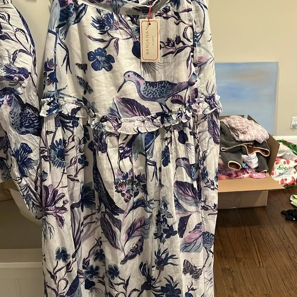 Banjanan Blue and Purple Midi Skirt Resort Wear